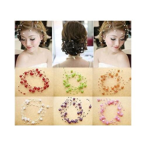 Bride Wedding Party Headband Hair Pearl Beaded Bridal Headdress Tiara Jewelry