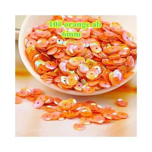 Loose Sequins 50g 6mm Cup Round Sequin Paillettes Sewing Decoration Artesanatos Acessorios Costura 10# Orange AB Confetti
