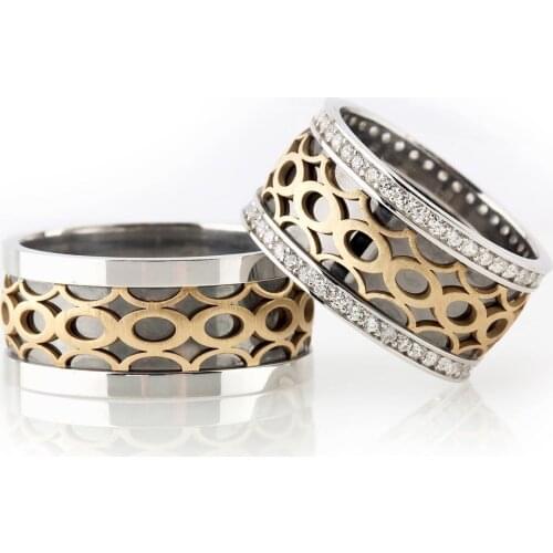 Tesbihane RING Motif 925 Sterling Silver Couple Wedding Rings