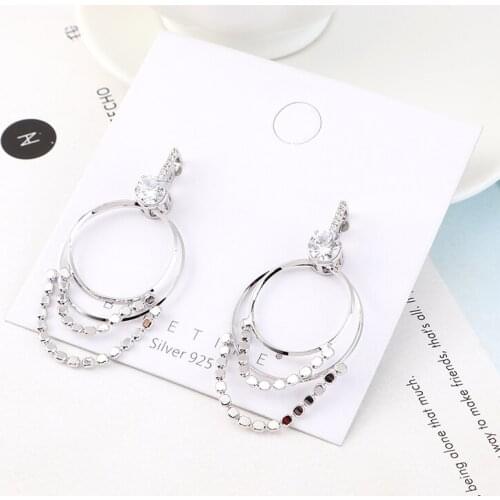 TONGKWOK Bohemia Exaggeration Dangle Earrings For Women Silk Thread Tassel Metal Long Chandelier Earrings #140329