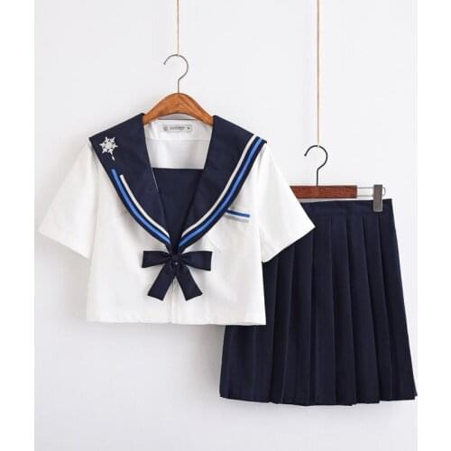 2020 Junior High School Uniform Two-Piece Autumn And Summer Long-Sleeved Short-Sleeved Sailor Suit JK Uniform Soft Sister Japan