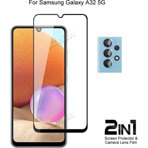 For Samsung Galaxy A32 5G Camera Lens Protecting Film & Full Coverage Protective Tempered Glass Phone Screen Protector