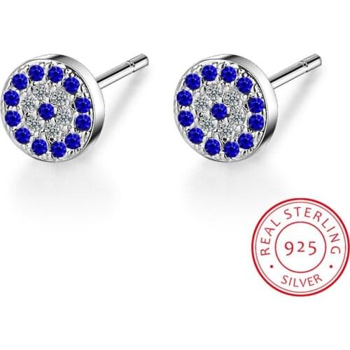 Charms Pure 925 Sterling Silver Earrings Cz Lucky Turkey Evil Of Eye Tiny Stud Earrings For Women Wedding Party Jewelry Gift