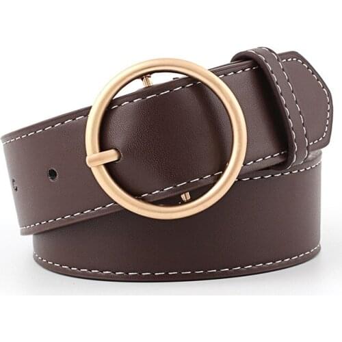 110 * 3.3CM Womens Belt Lightweight Jeans Slim Fit Belt High Quality Round Buckle Belt