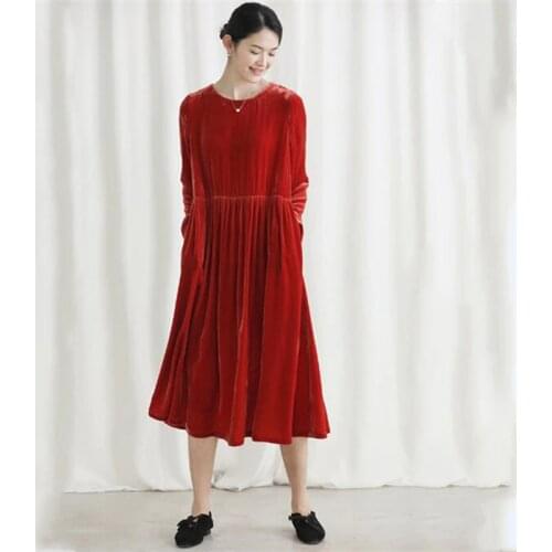 Plus Size Women Elegant Vintage Velvet Long Dress M-5XL 6XL 7XL Belt Long Sleeve Warm Winter Lady Office Dress Slim Party Dress