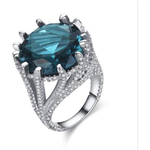 New Arrival Luxury CZ Zircon Rings For Women Silver Color S Big Purple Crystal Ring For Women Party OL Accessories Fashion Gifts