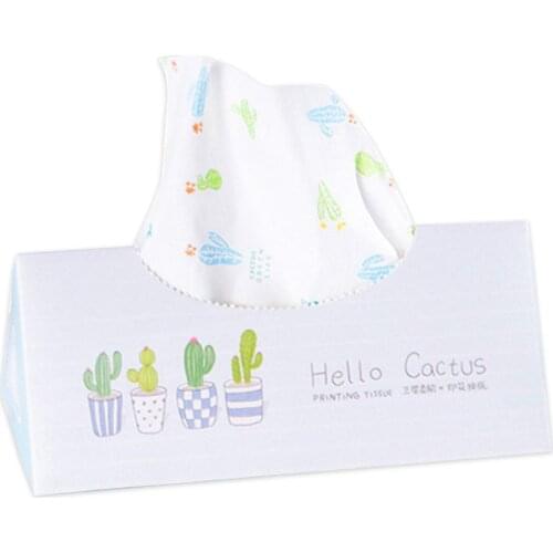 100% Unscented Cotton Tissue Soft Paper Towel For Sensitive Skin Facial Tissue Thick Printed Tissue Cleaning Paper Towel 3-ly