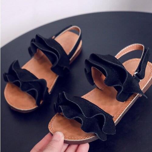 2021 Summer Childrens Sandals Leather Ruffles Toddler Kids Shoes Girls Princess Fashion Little Baby Sandals Baby Shoes