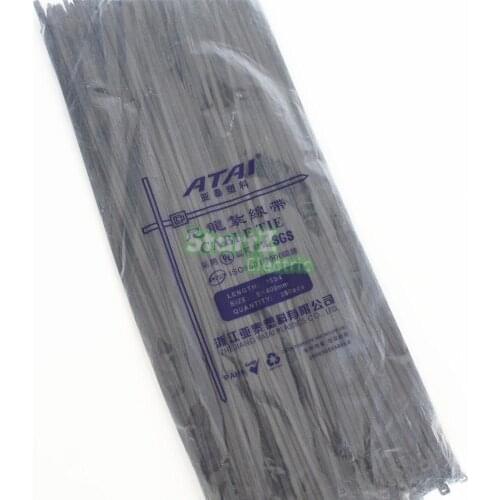 250PCS 5X400mm ( 15.7'' Inch) Black Self Lock Plastic Nylon Cable Ties Zip Wire