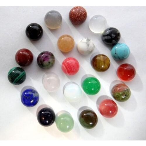 6mm Natural stone Quartz crystal tiger eye Turquoises Round Cabochon Pendant for diy Jewelry making necklace Accessories50pcs