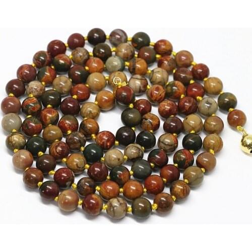 Wholesale natural multicolor Picasso stone round beads necklace 8,10,12mm vintage high grade chain jewelry 36inch B1490