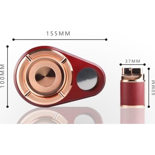 Business Metal Solid Wood Ashtray Set with Inflatable Windproof Lighter As A Gift Weed Tray Set Smoking Gadgets for Men Briquet