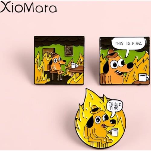 Meme Webcomic Dog Lapel brooches denim badge jewelry Funny Gifts for Friends