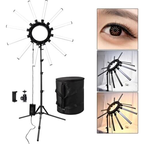 Fosoto TL-1800s Photographic Lighting 12 Tubes Led Star Light Camera Photo Studio Phone Photography Ring Light Lamp With Tripod