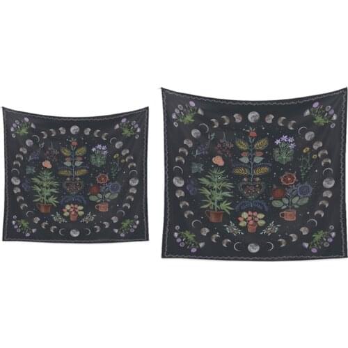 Moon Phase Tapestry Wall Hanging Botanical Celestial Floral Wall Tapestries Background Carpet for Dorm Room Decor