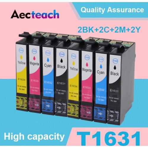 8 Pcs 16 T1631 Ink Cartridge For Epson WorkForce WF-2010 WF-2510 WF-2520 WF-2530 WF-2540 WF-2630 WF2650 WF-2660 Printer T1621