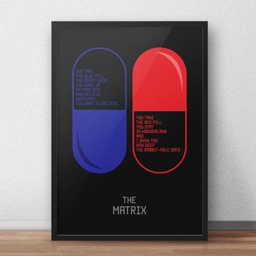 Classic Sci Fi Movie The Matrix Poster Picture 90s Films Red Blue Pill Print Art Canvas Room Decor Painting Wall Decor Aesthetic
