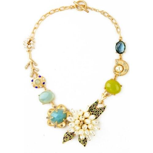 Charm Flower Chain Choker Statement Necklaces Pendants Rhinestone Bib Collar