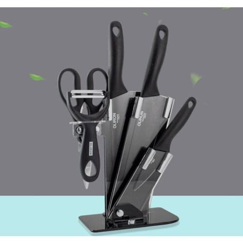 6-piece Set of Knives Household Black Blade Stainless Steel Vegetable Chopping Chefs Knife Fruit Knife Gift Set Knife