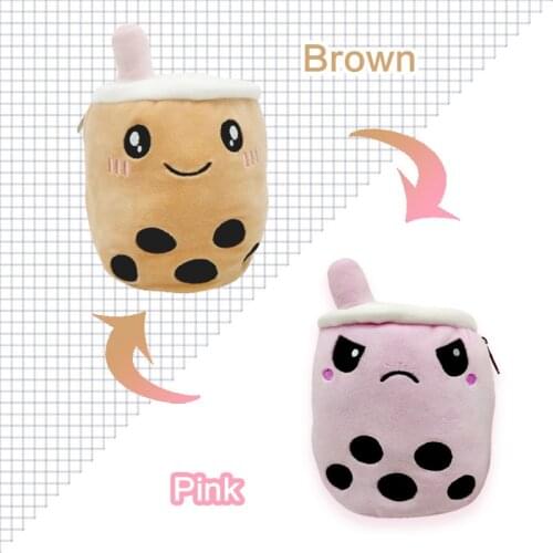 Creative Two-sided Reversible Boba Plush Toys Double-Sided Bubble Tea Soft Doll Stuffed Boba Milk Tea Toy Xmas Gifts for Kids