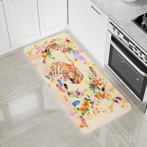 Leopard Kitchen Area Rugs Large Home Living Room Bedroom Bathroom Carpet Decoration Print Flowers Painting Floor Mat