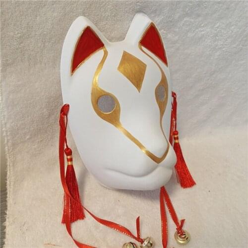 Hand-Painted Japanese Fox Mask Men Women Cosplay PVC Masquerade Halloween Cartoon Dog Cat Face Masks