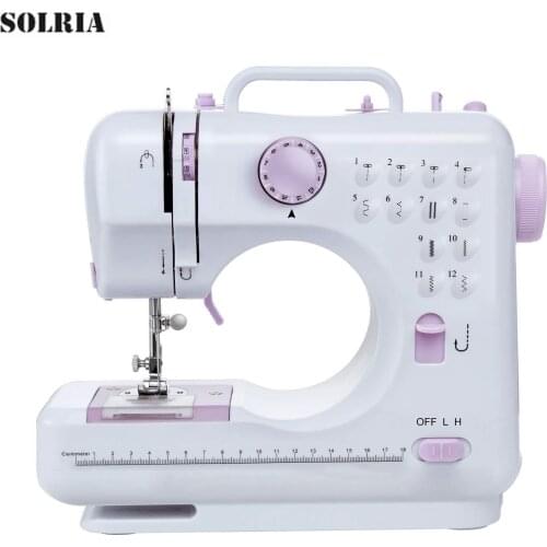12 Stitches Mini Sewing Machine Household Multifunction Double Thread And Speed Free-Arm Crafting Mending Machine with LED US/EU