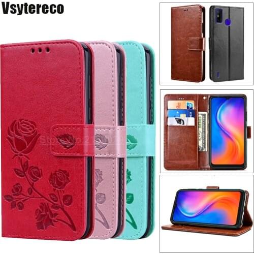 Fashion Rose Flower Leather Wallet Case For Tecno Spark 6 GO Celular Etui on Tecno Spark Go 2020 KE5 Phone Cover Spark6 GO Coque