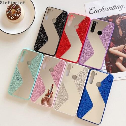 Fashion Makeup Mirror Glitter Phone Case For Xiaomi Mi Note 10 CC9 Pro POCO C3 Redmi Note 9 Pro 9S 9A Bling Sequins Cover Case