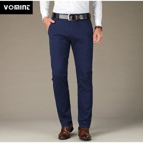 VOMINT Mens Pants Cotton Pants Straight 4 color Plus size pant suit 42 44 46 Plus velvet High Quality Stretch male man long