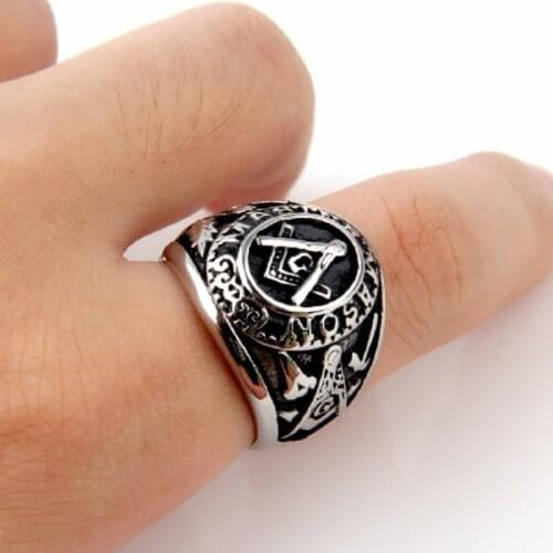 Master Mson Freemason Mens Silver color Ring Free Mason Stainless Steel Masonic Ring