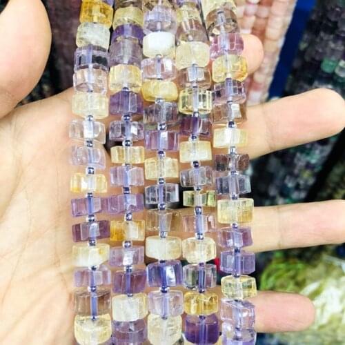 Wholesale 1 strings Mulit Quartz Crytal Faceted Tube Beads, Approx 10-12mm Faceted Multi Gem Stone Spacer Beads 15.5"/strand