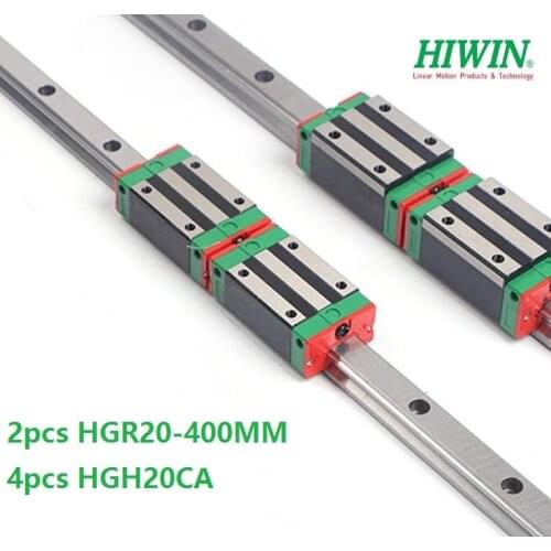 2pcs original Hiwin linear guide rail HGR20 -L 400mm With 4pcs HGH20CA Or HGW20CA Linear Carriage Block For CNC HGW20CC