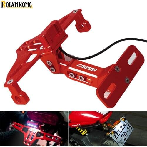 Motorcycle Adjustable Plate Bracket Licence Plate Holder Frame Number Plate For Honda CB650R CB 650R 2017 2018 2016 2019