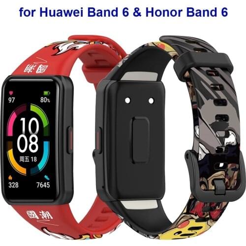 For Huawei Band 6 Pro Strap printing Sport Replacement Strap Smart Watchband Bracelet For huawei band 6 honor band 6 Watch Strap