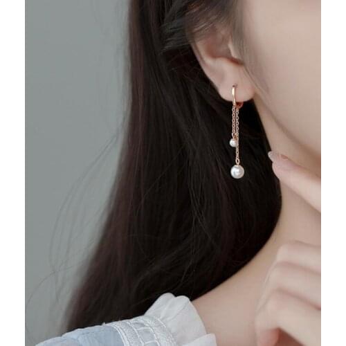 Pearl Earrings 100% Guaranteed Solid 925 Sterling Silver Drop Earrings with Shell Pearl