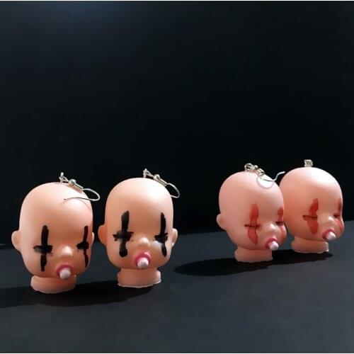 Cute Teat Sleeping Baby Drop Earrings Trendy 2021 Funny Mini Kawaii Nipple Doll Head Earring for Women Resin Dangle Jewelry Gift