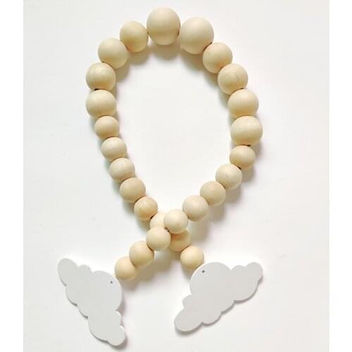 INS Nordic Wooden Beads Ornaments With Star Cloud Elephant Wood Chip For Kids Room Decoration Nursery Tent Hanging Pendant Props