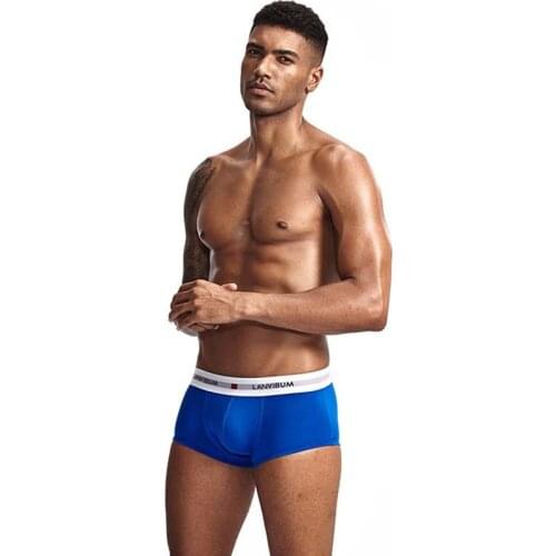 Men Underwear Youth Boxshorts U-Convex Low-Waist Cotton Boxer Shorts Solid Large Size Men Pants Breathable Cotton Boxers Male