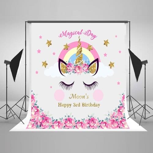 VinylBDS 6.5x10ft Custom Photo Backdrop Unicorn Photo Studio Background Backdrop Children Birthday Professional Photo Background