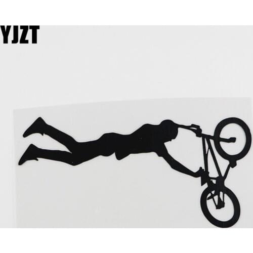 YJZT 16CMX7.8CM Cool Stunt Bike Cyclist Sport Decal Vinyl Car Sticker Black/Silver 8A-0291