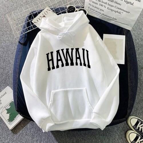 Oversized Sweatshirts Women Hawaii Print Korean Style Hoodies Long Sleeve Pocket Hooded Tops Y2K Aesthetic sudaderas con capucha