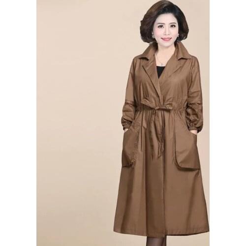 2020 Autumn New Women Trench Coat Vintage Long Coats Slim With Belt Female Windbreaker Elegant Outerwear Plus Size 5XL P658
