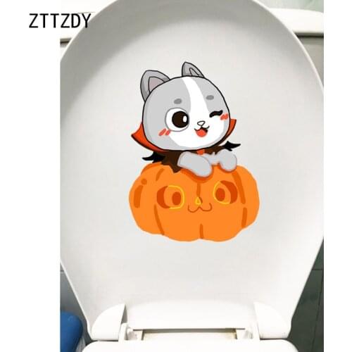 ZTTZDY 17*23.4CM Cute Cat Toilet Kids Bedroom Home Decor Art Wall Sticker Decal T3-0270
