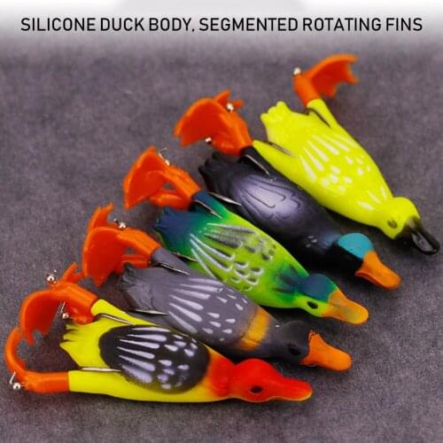 1Pcs Propeller Flipper Duck Fishing Lure Silicone Fishing Lure Artificial Bait Duckling 3D Eyes Baits Tackle