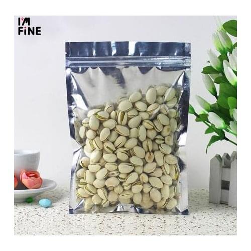 100 Pcs Clear Aluminum Foil Bag Self Seal Zipper Ziplock Packing Food Bag Retail Resealable Baking Packaging Bag Pouch