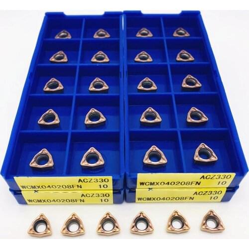 100PCS U-shaped drill WCMX040208 FN ACZ330 carbide blade for WC-shaped U-shaped drill WCMX 040208CNC lathe parts tool