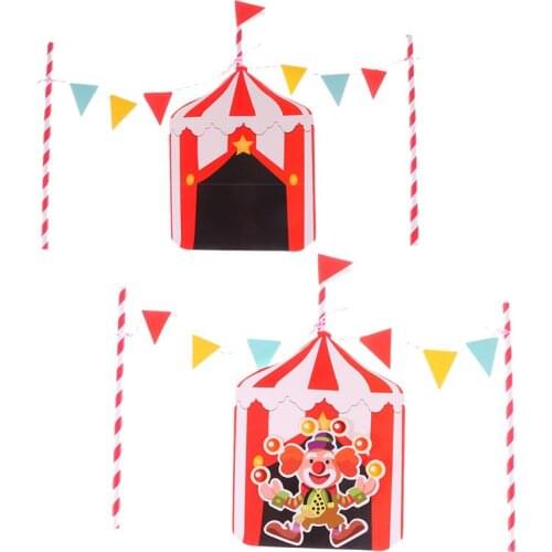 2 Sets of Cake Toppers Circus Decorative Clown Cake Decors Party Supplies Cupcake Toppers for Party Cake Dessert