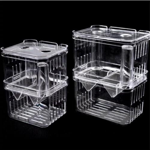 2 Sizes Double-Deck Clear Fish Breeding Isolation Box Aquarium Breeder Fish Tank Hatching Incubator Fish House Home