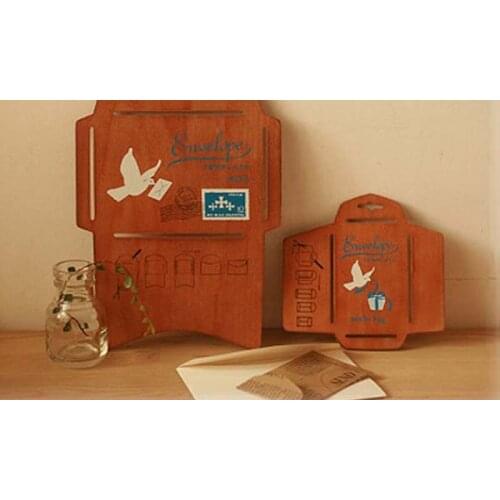2pcs Wood Envelope Template Antique Wooden DIY Envelope Set Creative Wooden Manual Stencil Envelope Maker Cutting Dies